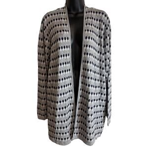 BY Design Womens XL Open Cardigan Sweater Gray Polka Dot Long Sleeve Lightweight